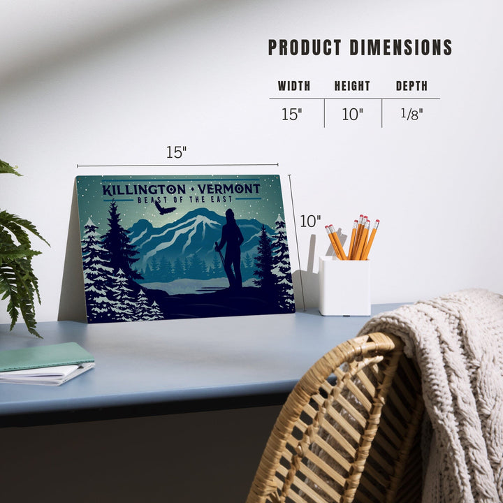 Killington, Vermont, Beast of the East, Skier & Mountain, Lantern Press Artwork, Wood Signs and Postcards - Lantern Press
