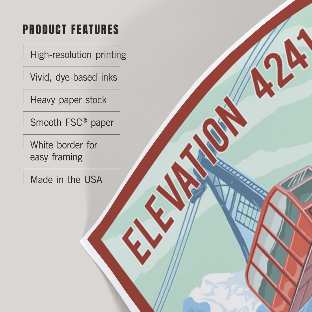 Killington, Vermont, Elevation, Skier and Tram, Art & Giclee Prints - Lantern Press