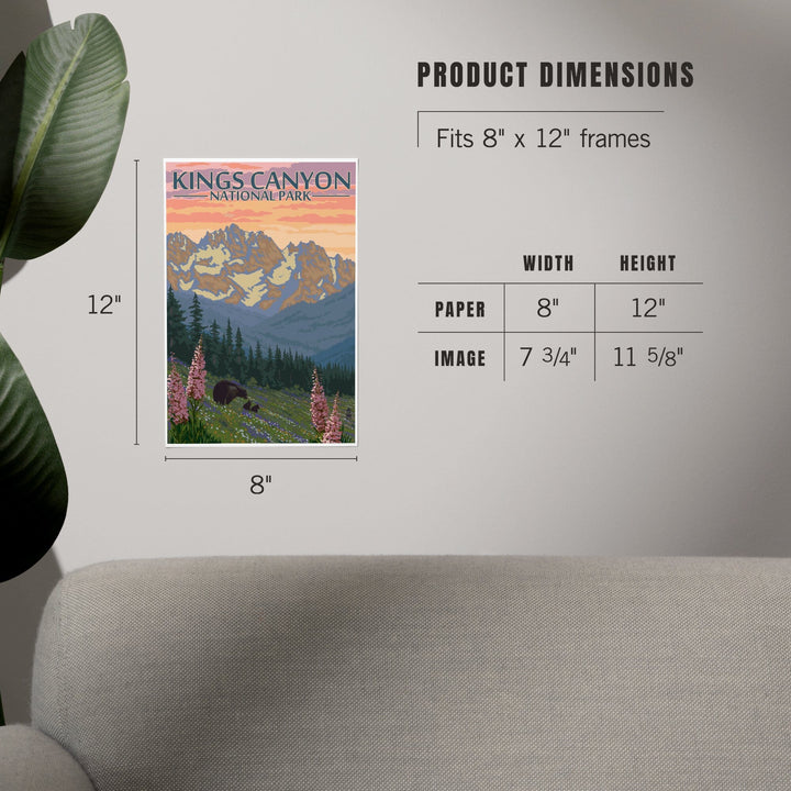 Kings Canyon National Park, Bear Family and Spring Flowers, Art & Giclee Prints - Lantern Press