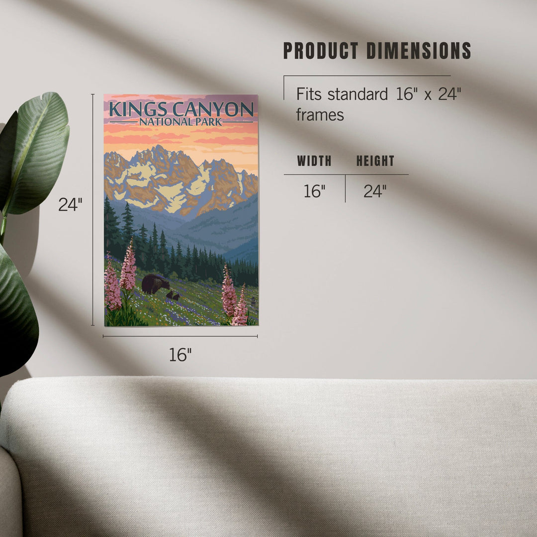 Kings Canyon National Park, Bear Family and Spring Flowers, Art & Giclee Prints - Lantern Press