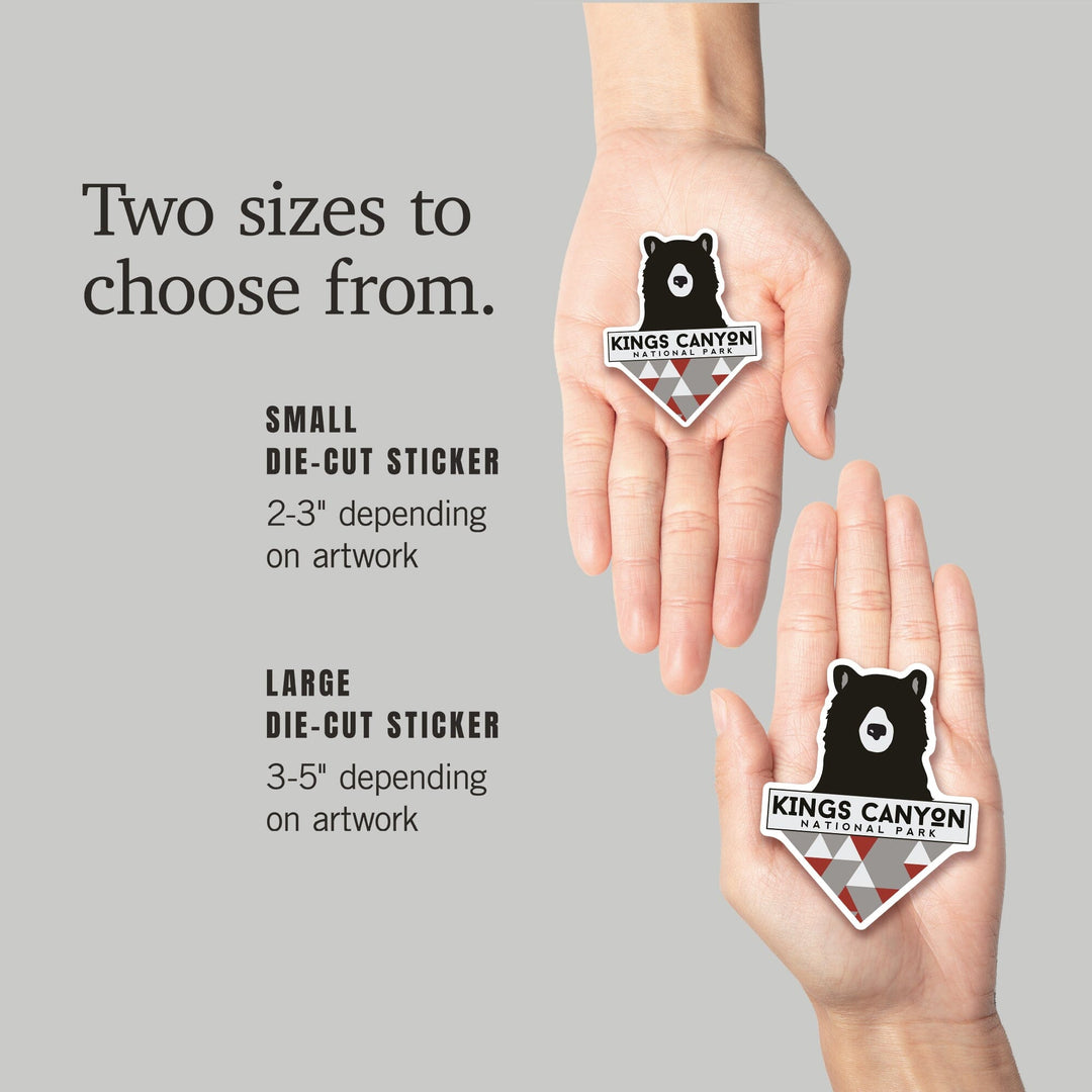 Kings Canyon National Park, Bear & Triangles, Contour, Lantern Press Artwork, Vinyl Sticker - Lantern Press