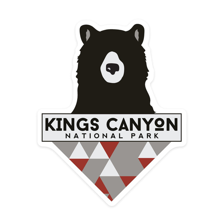Kings Canyon National Park, Bear & Triangles, Contour, Lantern Press Artwork, Vinyl Sticker - Lantern Press