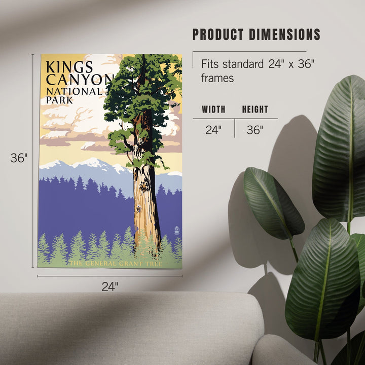 Kings Canyon National Park, California, General Grant Tree and Mountains, Art & Giclee Prints - Lantern Press