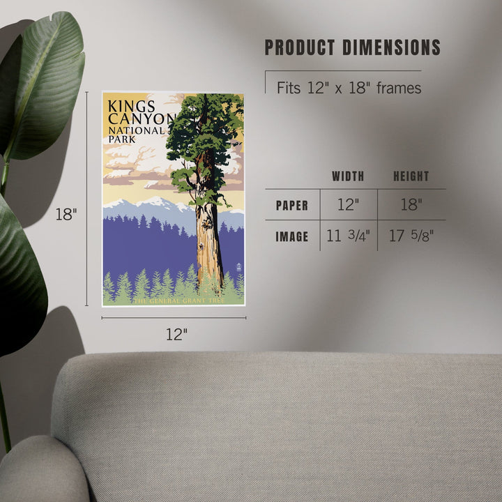 Kings Canyon National Park, California, General Grant Tree and Mountains, Art & Giclee Prints - Lantern Press