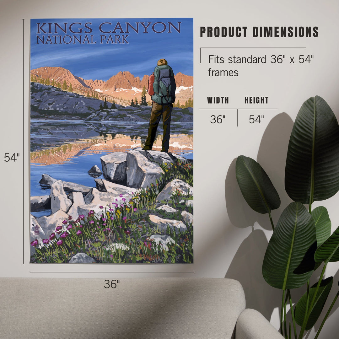 Kings Canyon National Park, California, Hiker and Lake, Art & Giclee Prints - Lantern Press