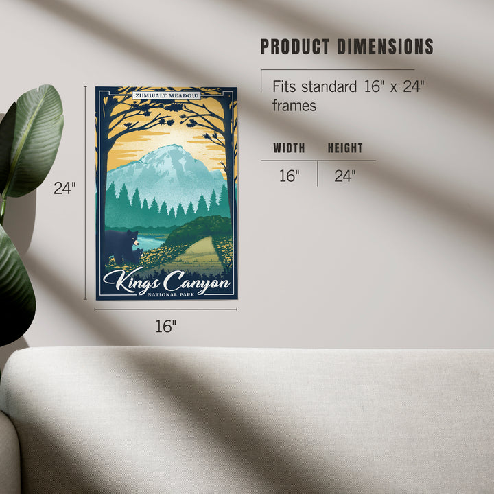 Kings Canyon National Park, California, Lithograph National Park Series, Zumwalt Meadow, Art & Giclee Prints Art Lantern Press