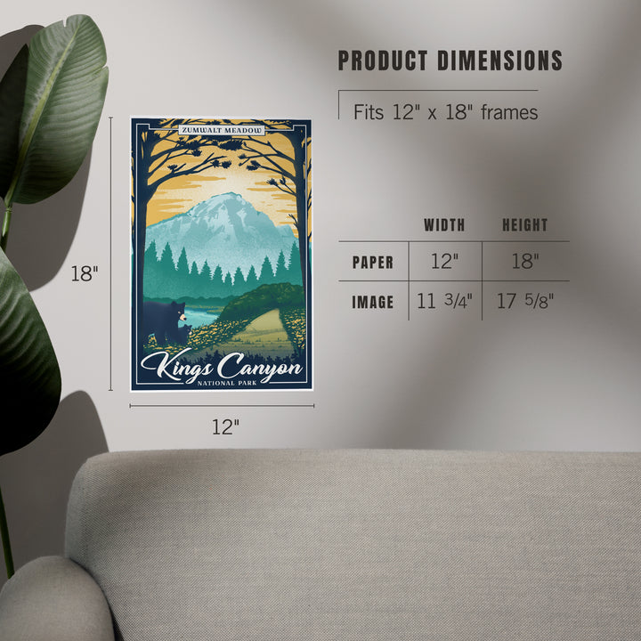 Kings Canyon National Park, California, Lithograph National Park Series, Zumwalt Meadow, Art & Giclee Prints Art Lantern Press