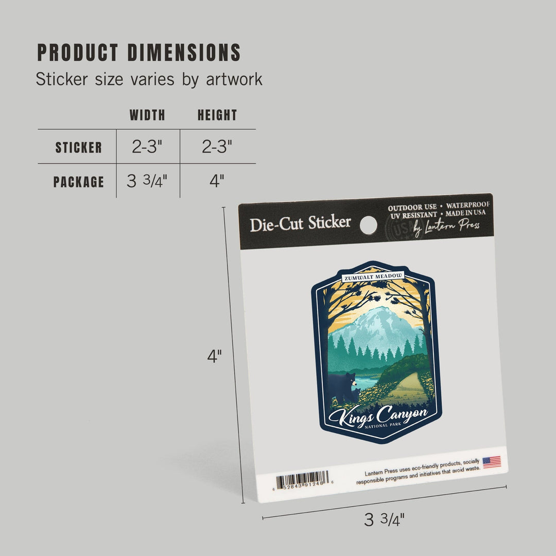 Kings Canyon National Park, California, Lithograph, Zumwalt Meadow, Contour, Vinyl Sticker Sticker Lantern Press