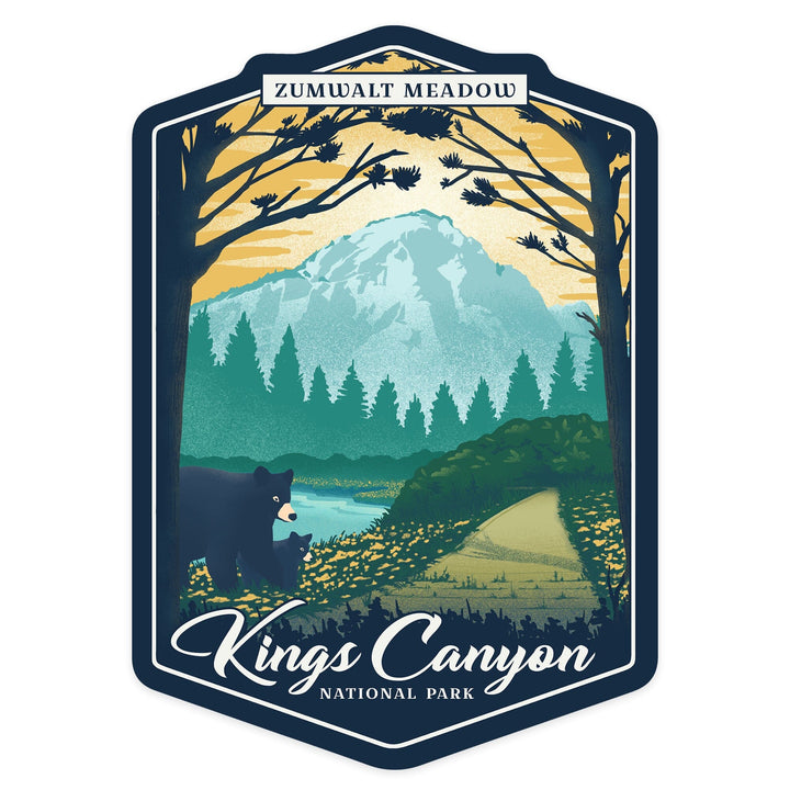 Kings Canyon National Park, California, Lithograph, Zumwalt Meadow, Contour, Vinyl Sticker Sticker Lantern Press