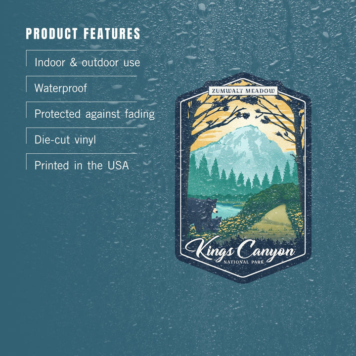 Kings Canyon National Park, California, Lithograph, Zumwalt Meadow, Contour, Vinyl Sticker Sticker Lantern Press