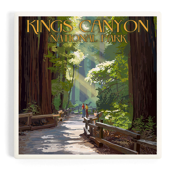 Kings Canyon National Park, California, Pathway and Hikers, Coasters Coasters Lantern Press