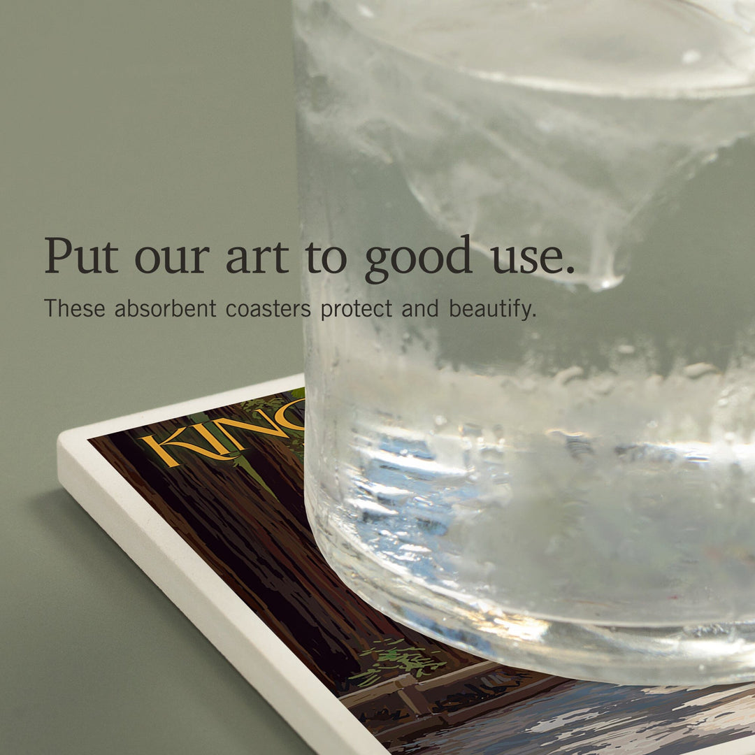 Kings Canyon National Park, California, Pathway and Hikers, Coasters Coasters Lantern Press