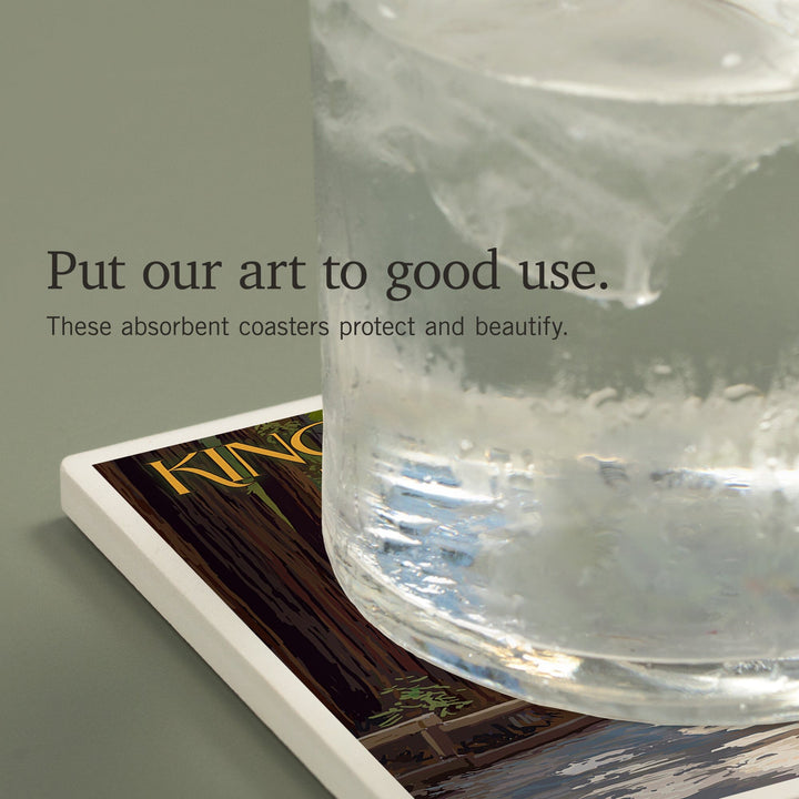 Kings Canyon National Park, California, Pathway and Hikers, Coasters Coasters Lantern Press