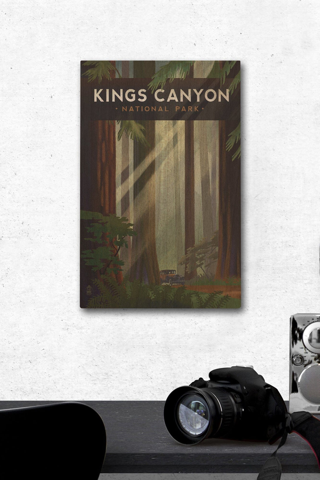 Kings Canyon National Park, Redwood Forest, Geometric Lithograph, Lantern Press Artwork, Wood Signs and Postcards - Lantern Press