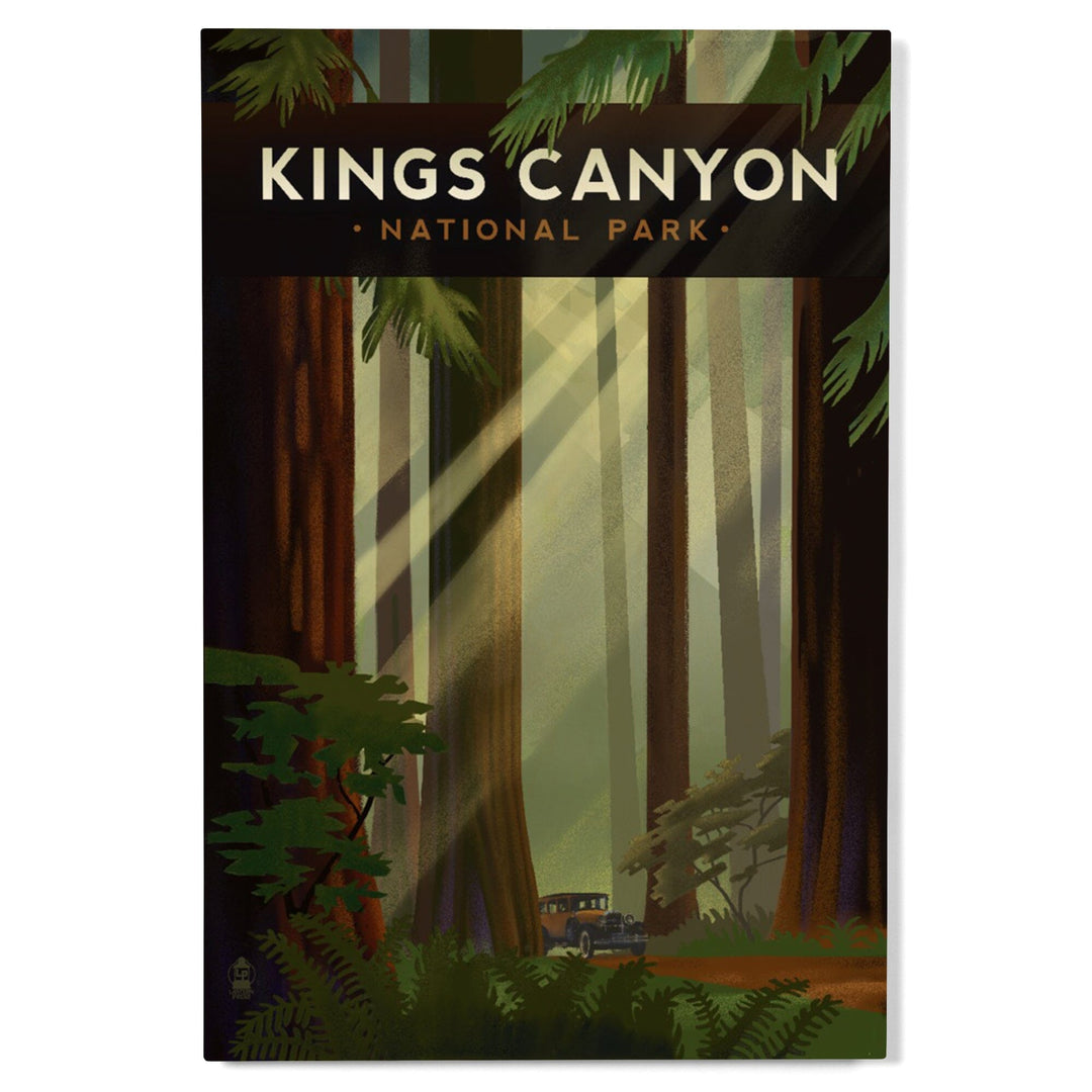Kings Canyon National Park, Redwood Forest, Geometric Lithograph, Lantern Press Artwork, Wood Signs and Postcards - Lantern Press