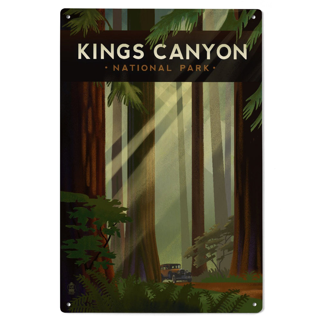 Kings Canyon National Park, Redwood Forest, Geometric Lithograph, Lantern Press Artwork, Wood Signs and Postcards - Lantern Press