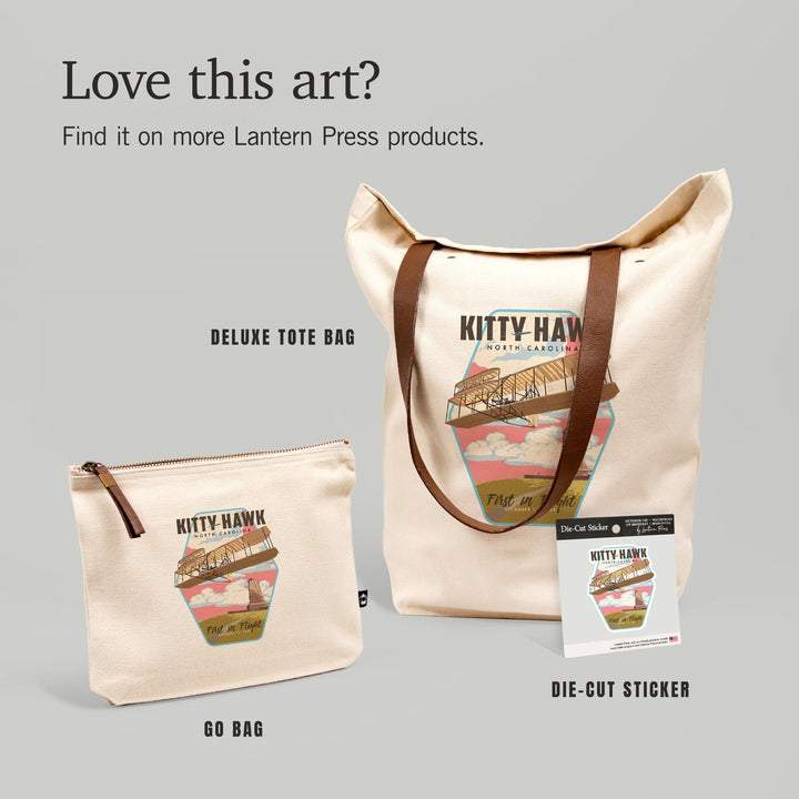 Kitty Hawk, North Carolina, First in Flight, Contour, Lantern Press Artwork, Vinyl Sticker - Lantern Press