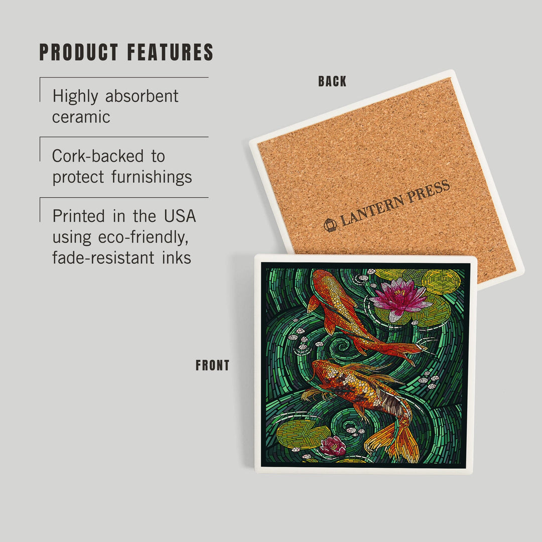 Koi, Paper Mosaic, Coasters Coasters Lantern Press
