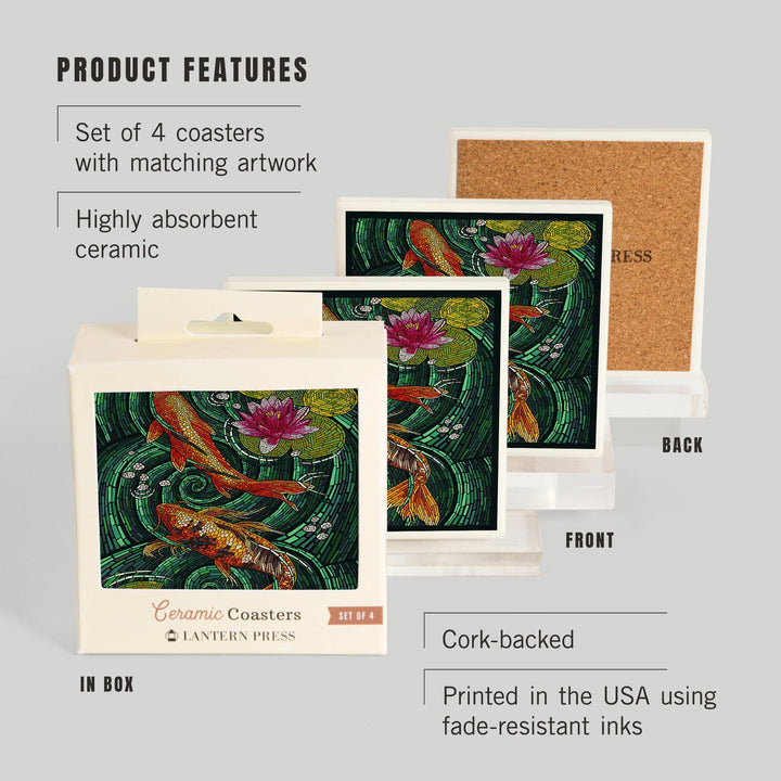 Koi, Paper Mosaic, Coasters Coasters Lantern Press