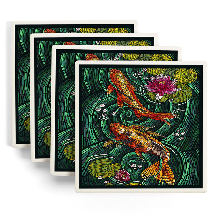 Koi, Paper Mosaic, Coasters Coasters Lantern Press