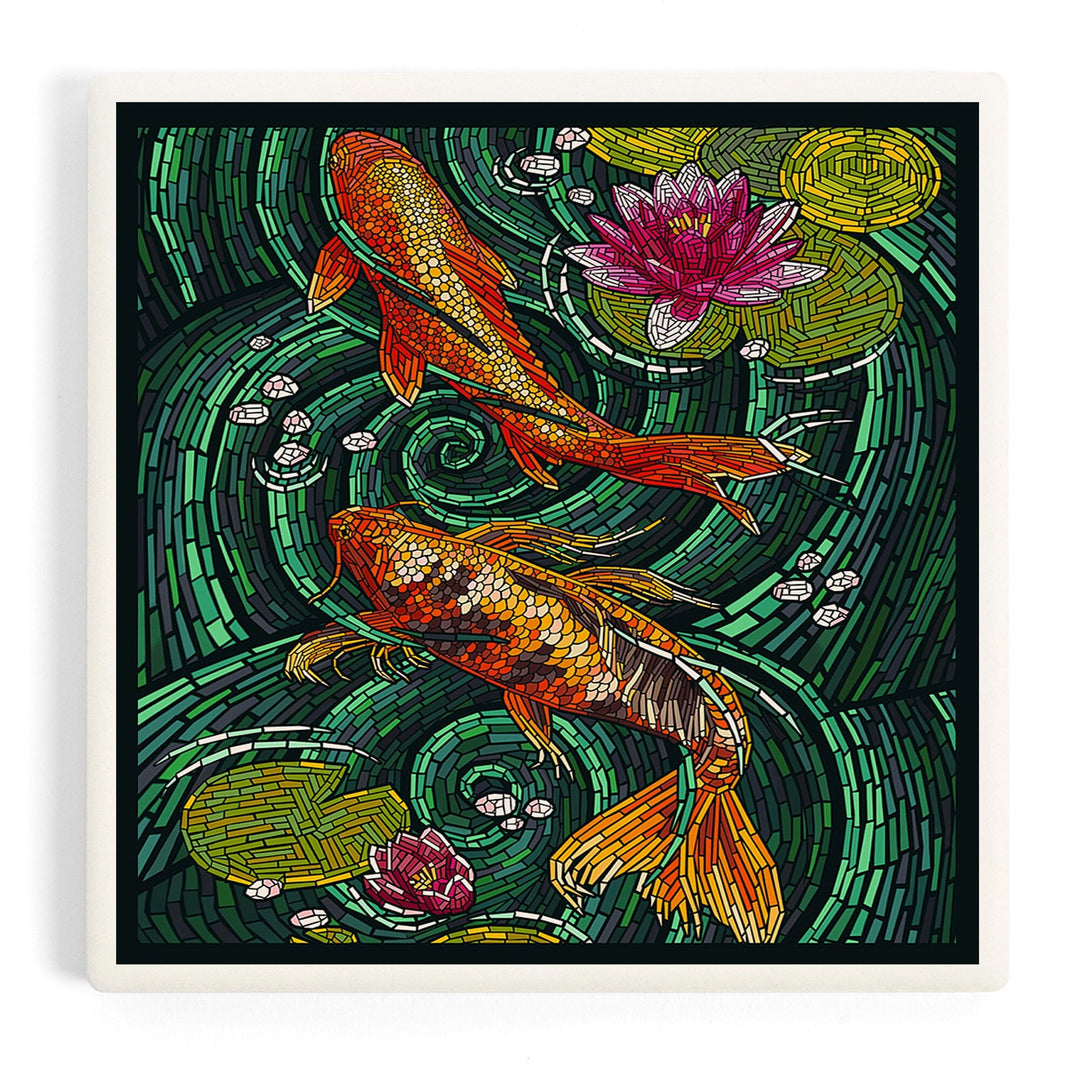 Koi, Paper Mosaic, Coasters Coasters Lantern Press Coaster