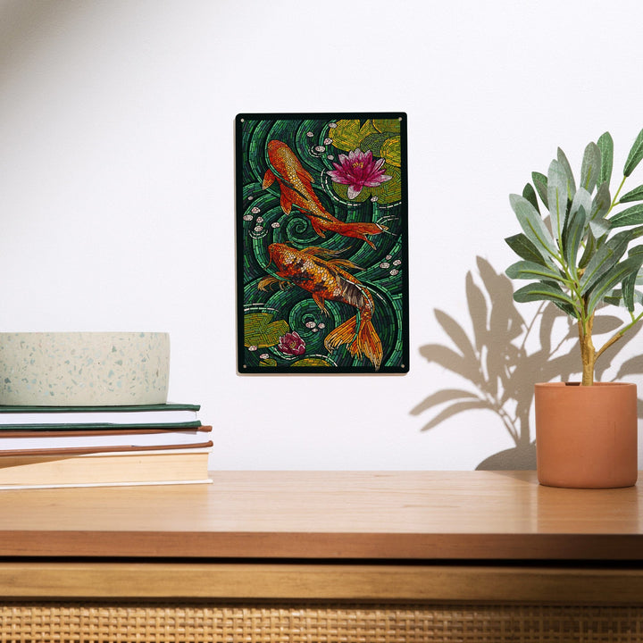 Koi, Paper Mosaic, Lantern Press Artwork, Wood Signs and Postcards - Lantern Press