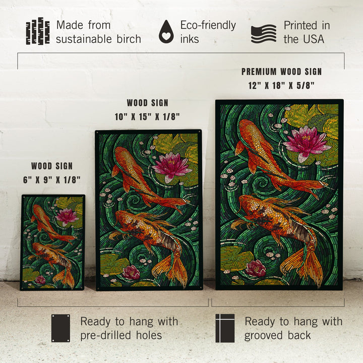 Koi, Paper Mosaic, Lantern Press Artwork, Wood Signs and Postcards - Lantern Press