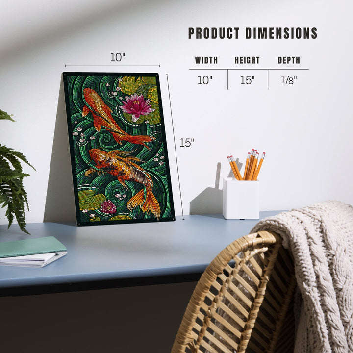 Koi, Paper Mosaic, Lantern Press Artwork, Wood Signs and Postcards - Lantern Press