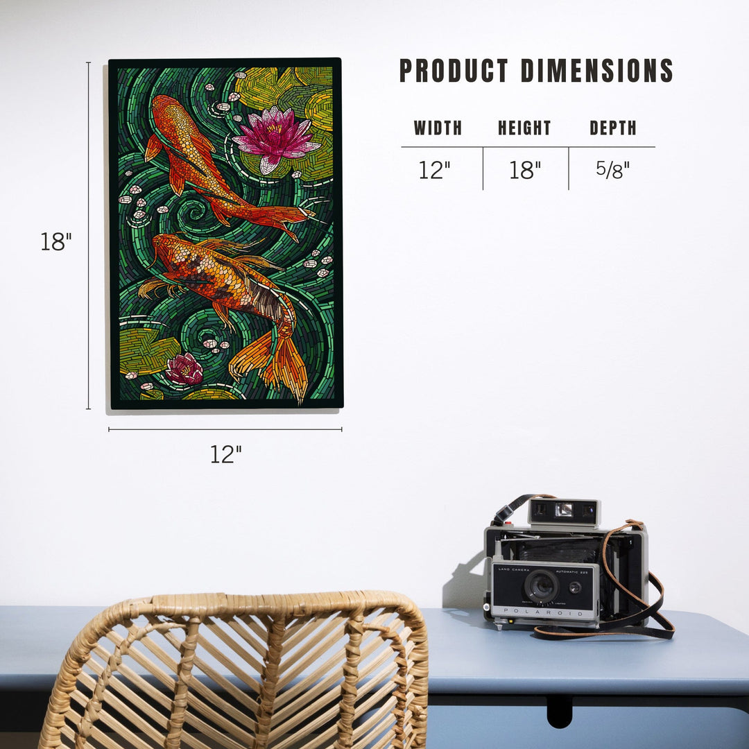 Koi, Paper Mosaic, Lantern Press Artwork, Wood Signs and Postcards - Lantern Press