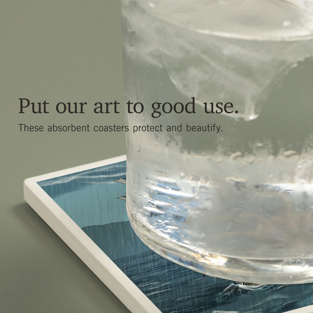 Kraken Attacking Ship, Coasters Coasters Lantern Press