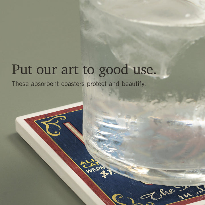 Lafayette, Louisiana, Cajun Kitchen Vintage Sign, Coasters Coasters Lantern Press