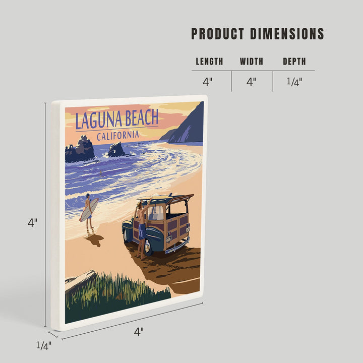 Laguna Beach, California, Woody on Beach, Coasters Coasters Lantern Press
