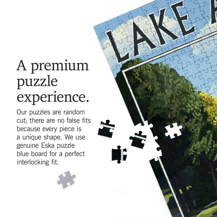 Lake Almanor, California, Pontoon Boats, Jigsaw Puzzle Puzzle Lantern Press