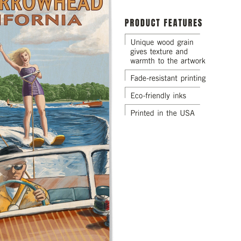 Lake Arrowhead, California, Water Skiing Scene, Lantern Press Artwork, Wood Signs and Postcards - Lantern Press