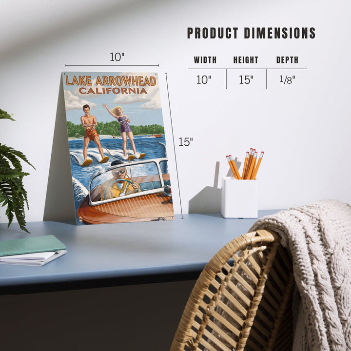 Lake Arrowhead, California, Water Skiing Scene, Lantern Press Artwork, Wood Signs and Postcards - Lantern Press