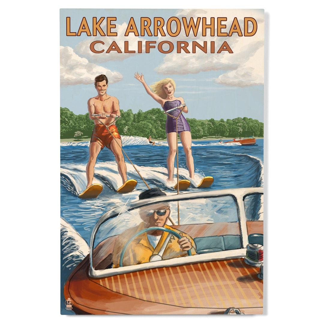 Lake Arrowhead, California, Water Skiing Scene, Lantern Press Artwork, Wood Signs and Postcards - Lantern Press