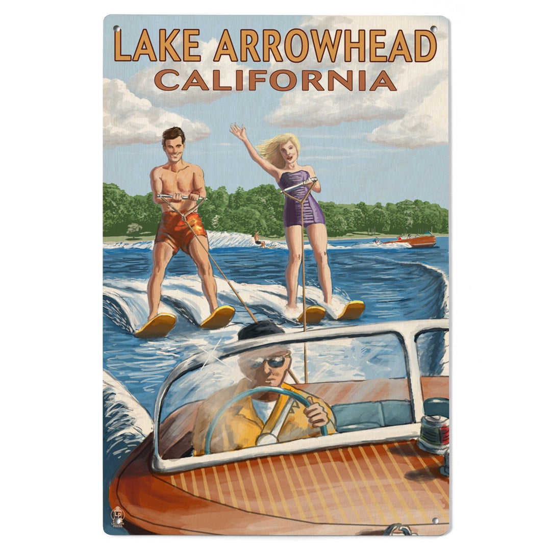 Lake Arrowhead, California, Water Skiing Scene, Lantern Press Artwork, Wood Signs and Postcards - Lantern Press