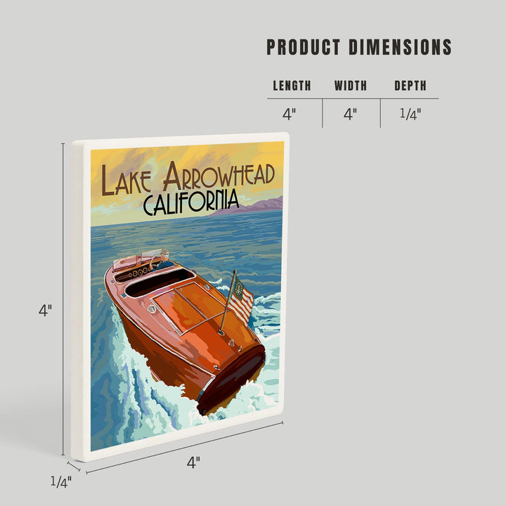 Lake Arrowhead, California, Wooden Boat, Coasters Coasters Lantern Press