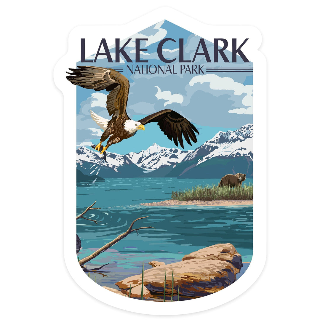 Lake Clark National Park, Alaska, Lake View, Contour, Vinyl Sticker Sticker Lantern Press