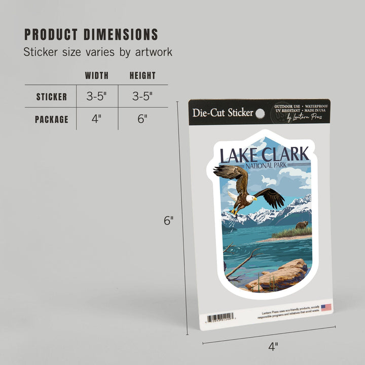 Lake Clark National Park, Alaska, Lake View, Contour, Vinyl Sticker Sticker Lantern Press