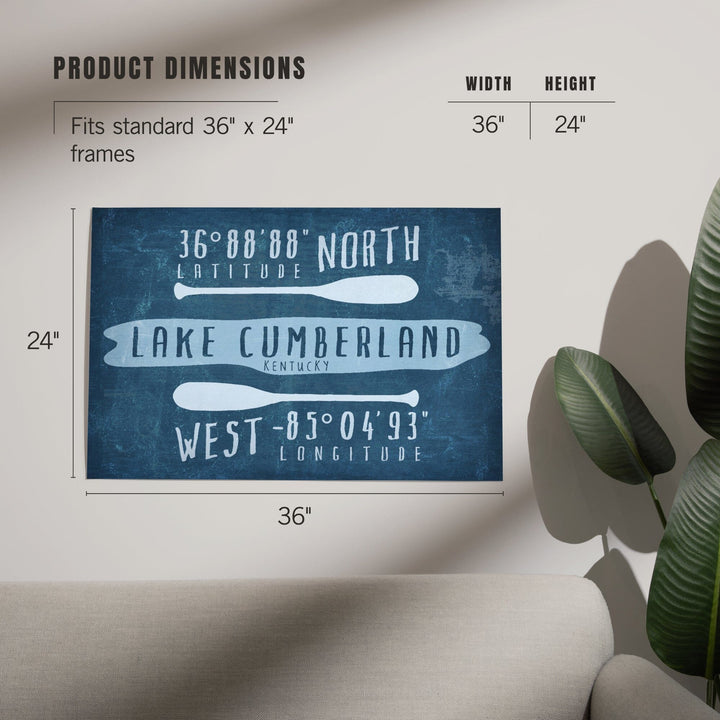 Lake Cumberland, Kentucky, Lake Essentials, Latitude and Longitude, Art & Giclee Prints - Lantern Press