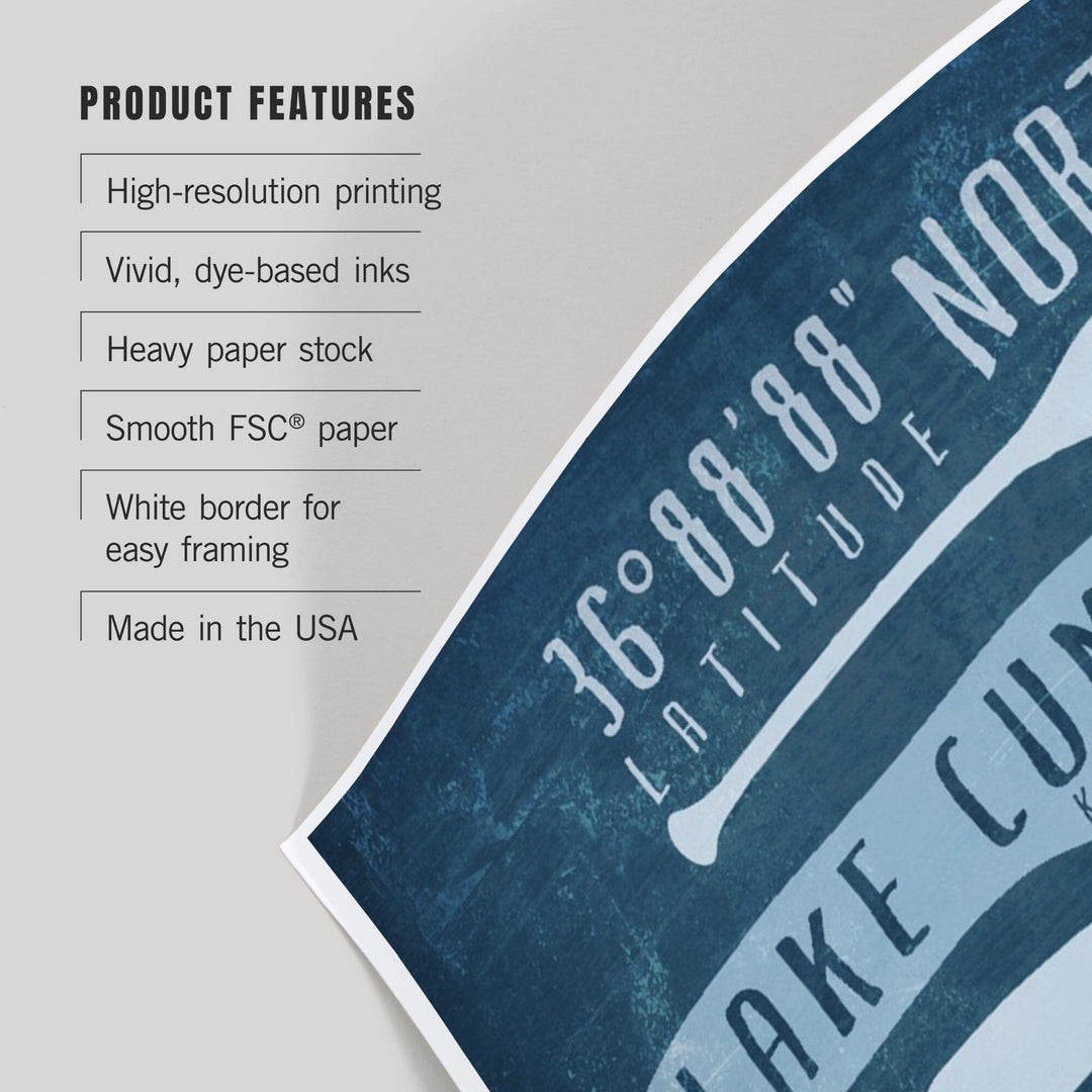 Lake Cumberland, Kentucky, Lake Essentials, Latitude and Longitude, Art & Giclee Prints - Lantern Press