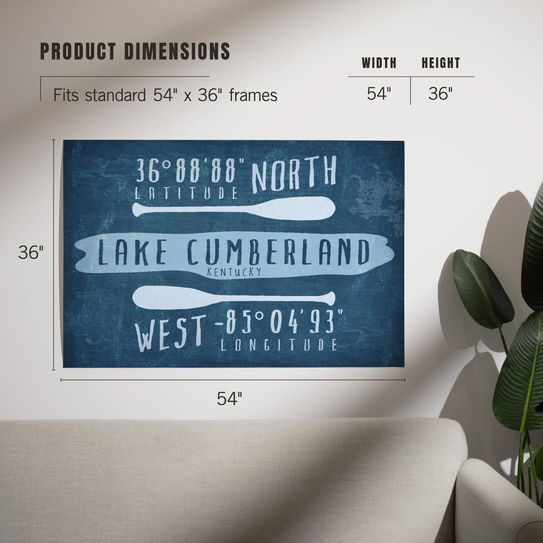 Lake Cumberland, Kentucky, Lake Essentials, Latitude and Longitude, Art & Giclee Prints - Lantern Press
