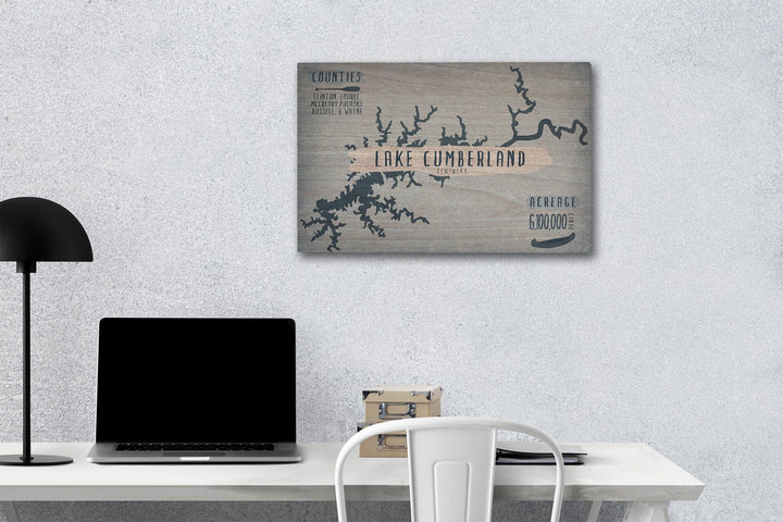 Lake Cumberland, Kentucky, Lake Essentials, Shape, Acreage & County, Lantern Press Artwork, Wood Signs and Postcards - Lantern Press
