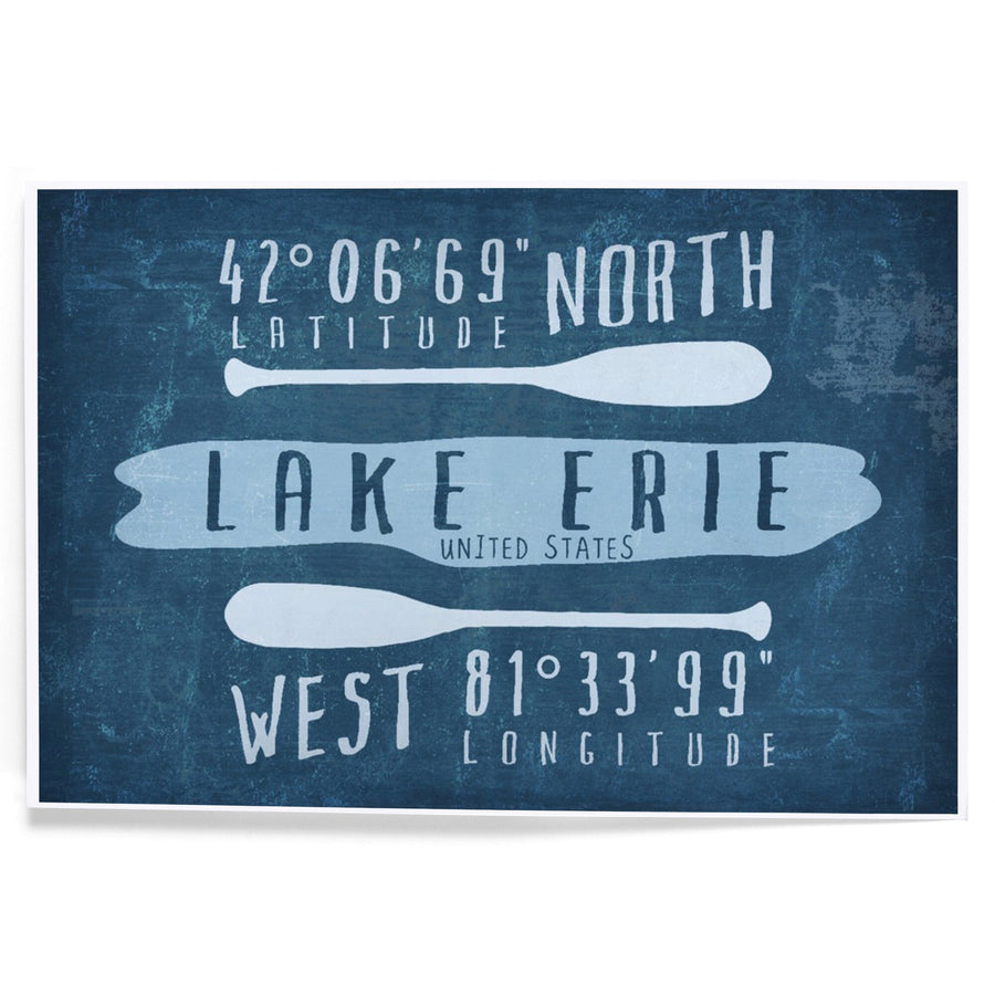 Lake Erie, United States, Lake Essentials, Latitude and Longitude, Art & Giclee Prints - Lantern Press