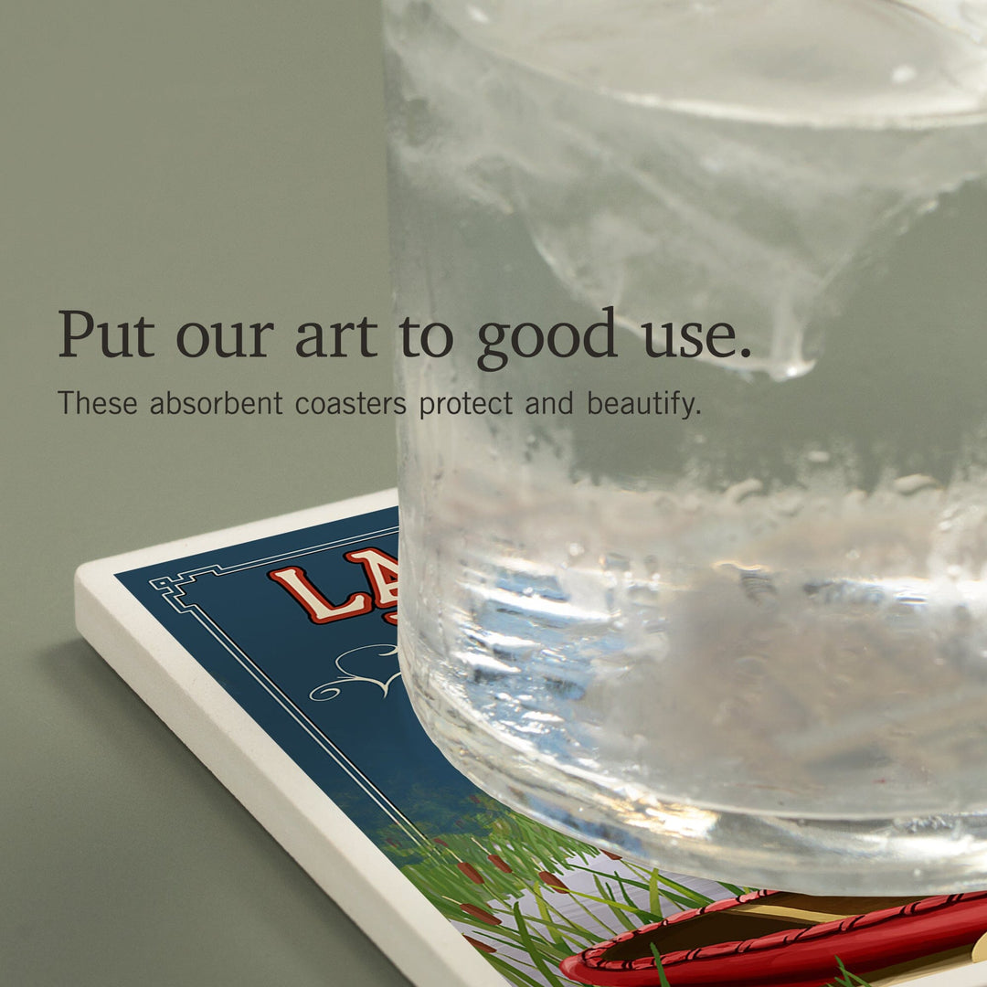 Lake Geneva, Wisconsin, Cabin in Woods, Coasters Coasters Lantern Press