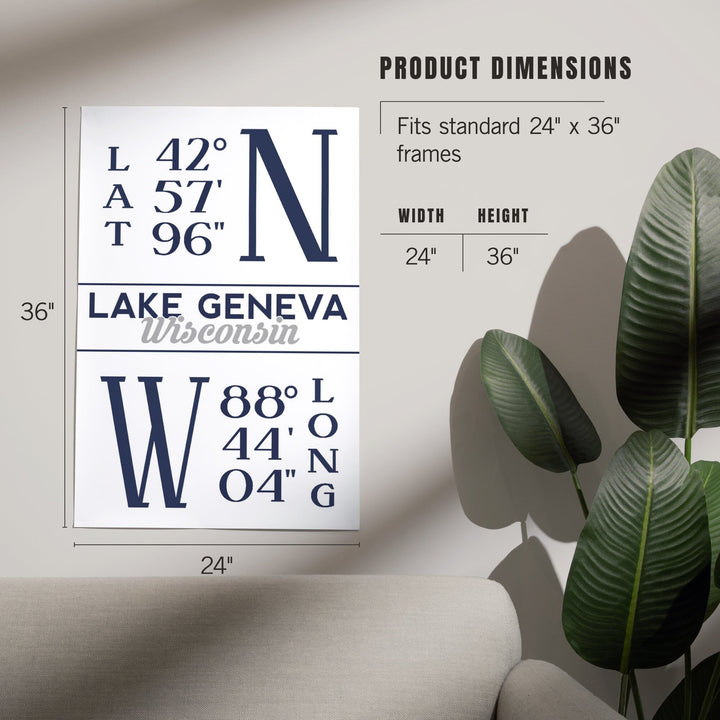 Lake Geneva, Wisconsin, Latitude and Longitude, Art & Giclee Prints - Lantern Press