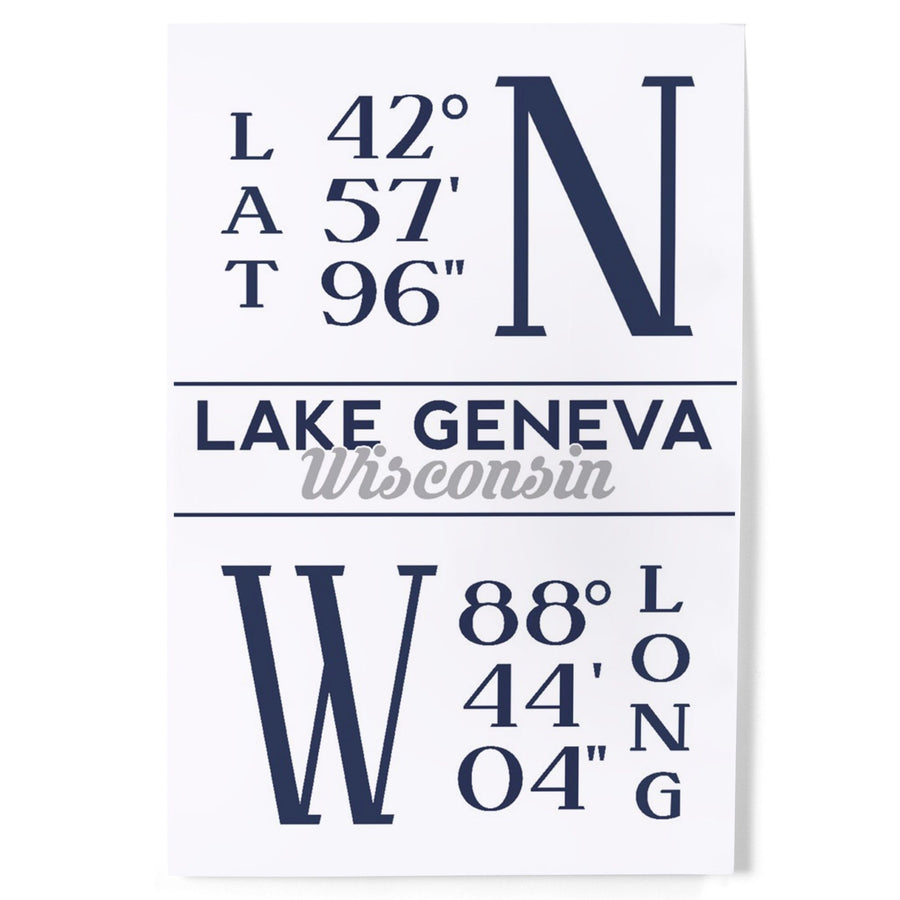 Lake Geneva, Wisconsin, Latitude and Longitude, Art & Giclee Prints - Lantern Press