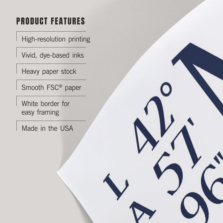 Lake Geneva, Wisconsin, Latitude and Longitude, Art & Giclee Prints - Lantern Press