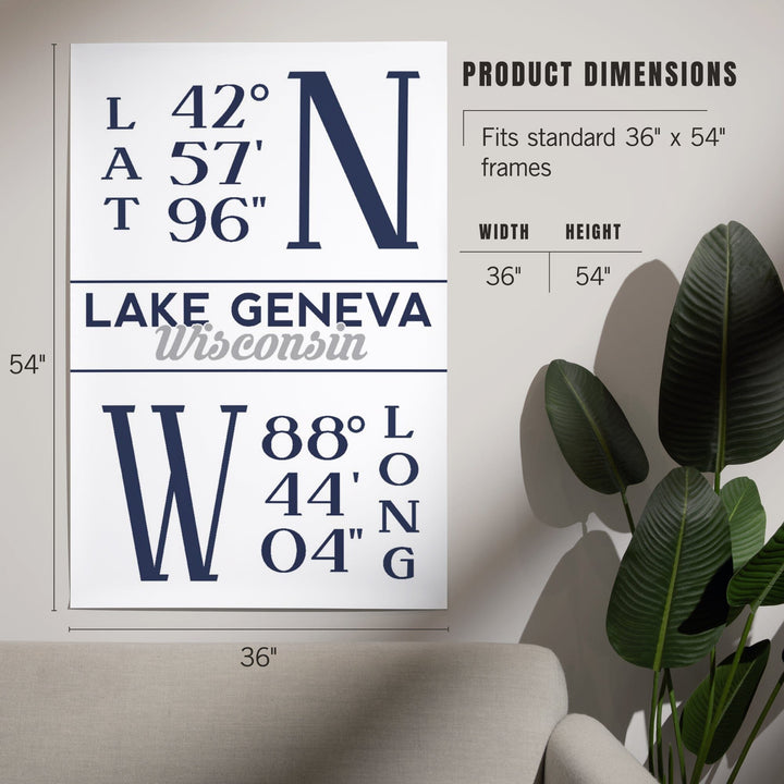 Lake Geneva, Wisconsin, Latitude and Longitude, Art & Giclee Prints - Lantern Press
